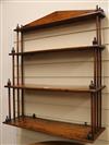 An early 19th century 4 shelf fruitwood wall bracket 71cm.                                                                             