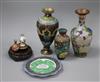 A quantity Chinese and Japanese cloisonne vases and Persian enamelware                                                                 