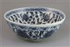 A large Chinese Ming blue and white 'lotus' bowl, late 15th / early 16th century, width 36cm                                           