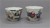 A pair of Chinese famille rose hexagonal cups H.6cm                                                                                    
