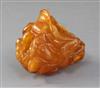 A Chinese amber 'magnolia' brushwasher, Qing dynasty, height 6.5cm                                                                     