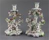 Two matching early Derby candlestick groups, c.1756-9 h. 22cm and 23.5cm, restorations                                                 