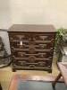 An early 18th century style geometric moulded oak chest of five drawers, width 98cm                                                                                                                                         