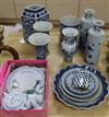 A quantity of mixed blue and white Chinese ceramics tallest 23cm                                                                       