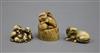 Three Japanese ivory netsuke tallest 5cm                                                                                               