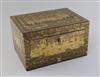 A Chinese export gilt-decorated black lacquer tea caddy, 19th century, W. 28cm                                                         