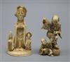 Two Japanese ivory okimono tallest 11cm                                                                                                