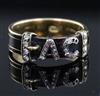 A Victorian gold, black enamel and rose cut diamond set mourning ring, size N.                                                         