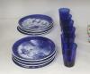 A set of six Bristol blue glass tumblers and eight Royal Copenhagen Christmas plates                                                                                                                                        