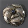 A modern George Jensen Danish sterling silver and cabochon moonstone set brooch, no. 113, 42mm,.                                       