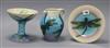 Dennis China Works: A dish, a footed bowl and a jug, decorated with dragonflies tallest 15cm                                           