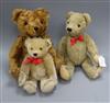 One Steiff Teddy bear, one Herman and one other Tallest being 34cm                                                                     