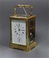 A brass repeating carriage clock height 13cm                                                                                           