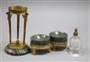 A pair of ormolu-mounted granite salts and a similar centrepiece with sphinx terminals and cut glass receiver                          