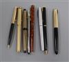 Eight assorted pens including Parker and Watermans.                                                                                    