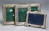 Four modern silver mounted photograph frames, including a set of three by Harrods Ltd, Sheffield, 1992/3, 18cm.                        