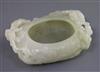 A Chinese pale celadon jade brush washer, L. 15.8cm                                                                                    