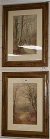 Stephen J. Bowers, pair of watercolours, Wooded landscapes, signed and dated 1884, 35 x 21cm                                           