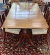 A Regency mahogany twin pillar dining table W.210cm                                                                                    