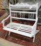 A painted slatted wood folding garden bench, length 97cm, depth 58cm, height 90cm                                                                                                                                           