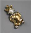 A Garrard 18ct. gold, pearl and gem set clown                                                                                          