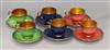 A harlequin set of six Crown Devon Fieldings coffee cups and saucers                                                                   