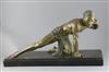 Jean De Roncourt. An Art Deco bronzed spelter figure 'Le Guetteur', W.25.5in.                                                          