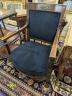 An Empire style gilt metal mounted beech elbow chair together with a late Victorian inlaid corner chair                                                                                                                     