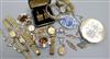 Three 9ct gold bar brooches, a 9ct gold ring, two Scottish white metal and hardstone brooches and other costume jewellery              