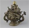 A Tibetan bronze hanging censer, 19th century, H. 24.5cm                                                                               