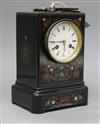 A late 19th century French ebonised marquetry mantel clock height 22cm                                                                 