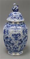 A late 18th century Dutch Delft vase and cover height 35cm                                                                             