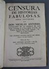 Antonio, Nicolas - Censura de Historias Fabulosas, Obra Posthuma,                                                                      