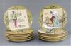 A set of twelve Minton 'Signs of the Zodiac' plates, c.1873, designed by Henry Stacey Marks, D. 23cm, Leo restored                     