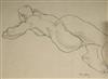 Mary Griffiths '87 pen and ink nude study, initialled and dated 47 x 63cm                                                              