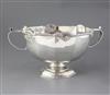 A late Victorian silver two handled punch bowl, by Martin, Hall & Co, 44 oz.                                                           