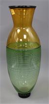 A Bob Crooks large three colour glass vase                                                                                             