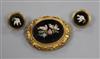 A pair of Victorian yellow metal mounted micro mosaic ear clips (converted) and a similar brooch(a.f.).                                