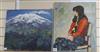 Rmizuno (Japanese School), 2 oils on canvas, View of a snowcapped mountain and Portrait of a seated woman,                             