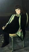 Jacques Emile Blanche (1861-1942) Portrait of a girl, seated in a green chair 50.5 x 30.25in.                                          