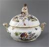 A Meissen basketweave moulded tureen and cover, mid 18th century, width 34cm                                                           