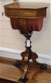 A Regency brass-inlaid rosewood work table H.73cm                                                                                      