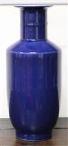 A Chinese monochrome deep blue vase, with Kangxi mark height 41cm                                                                      