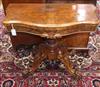 A Victorian burr walnut serpentine folding card table W.88cm                                                                           