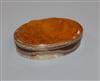 A 19th century gilt metal mounted hardstone snuff box W.9cm                                                                            