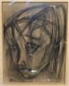 A charcoal sketch of a head of girl, indistinctly signed 42 x 32cm                                                                     