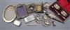 Mixed silver items including mustard pot, 19th century vinaigrette (a.f.) photo frames, card case etc.                                 