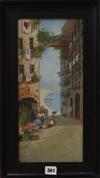 Y. Gianni, gouache, Neapolitan street scene, signed, 41 x 19cm                                                                         