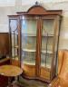 An Edwardian inlaid mahogany bow front display cabinet, width 105cm, depth 46cm, height 208cm                                                                                                                               