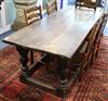 A 17th century oak refectory table W.199cm                                                                                             